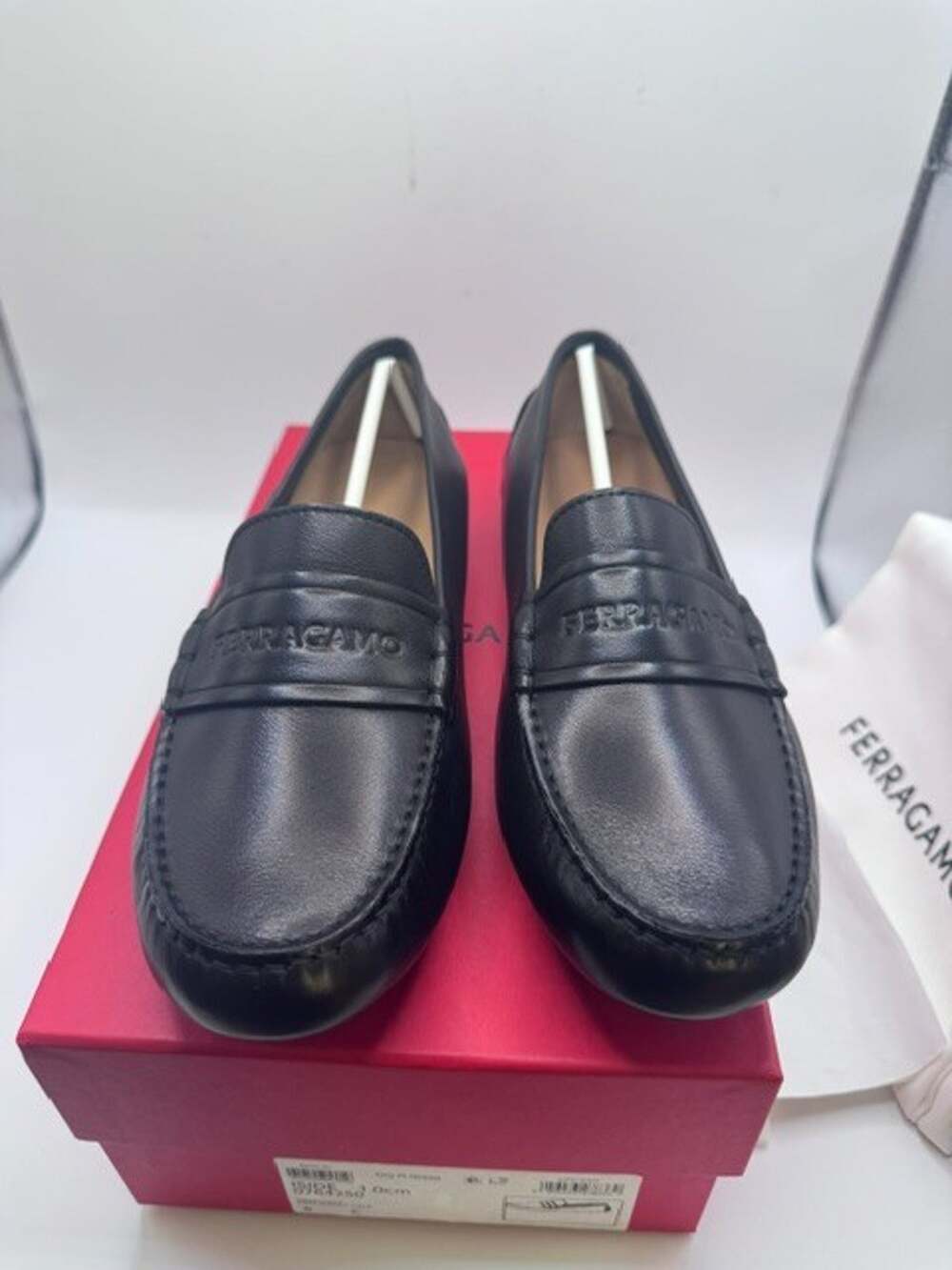 Salvatore Ferragamo Iside Driver Loafer Black Biscotto Calf Women's 8 C Medium